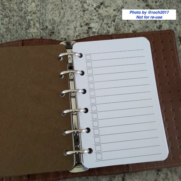 A7 Ring Binder Basket Weave Embossed Leather Planner - Picture 8 of 10